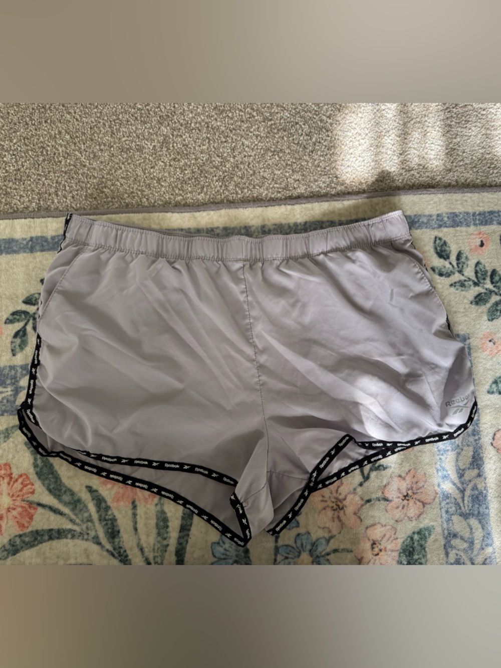 Reebok Light Gray Athletic Running Shorts with Black Trim